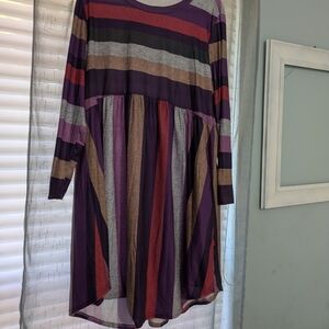SHEIN Multicolor Striped Long Sleeve Dress